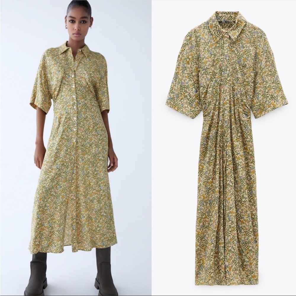 NWT Zara Printed Shirt Dress style 8342/324 size medium